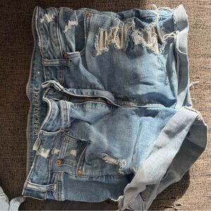 American Eagle Outfitters Women's Ripped Blue Jean Shorts